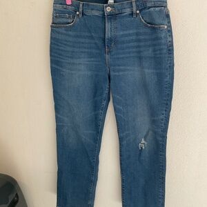 Distressed Girlfriend Loft Jeans Size 14/32